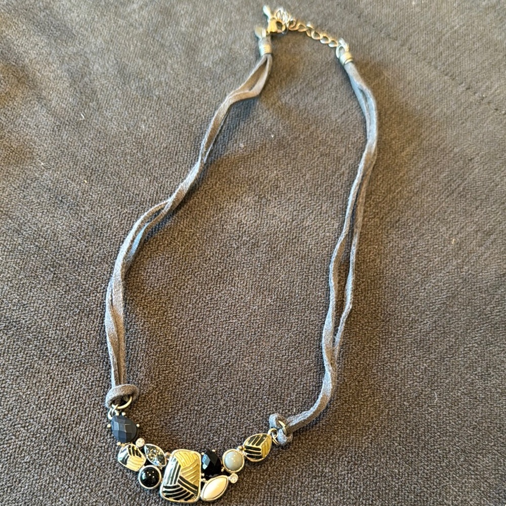 Lia Sophia Black and Gold Necklace with Elegant Bead Design